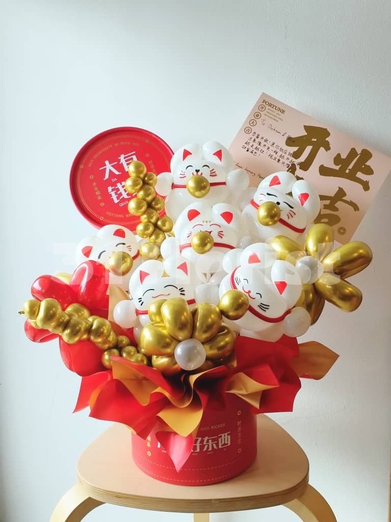 气球招财猫开业抱抱桶